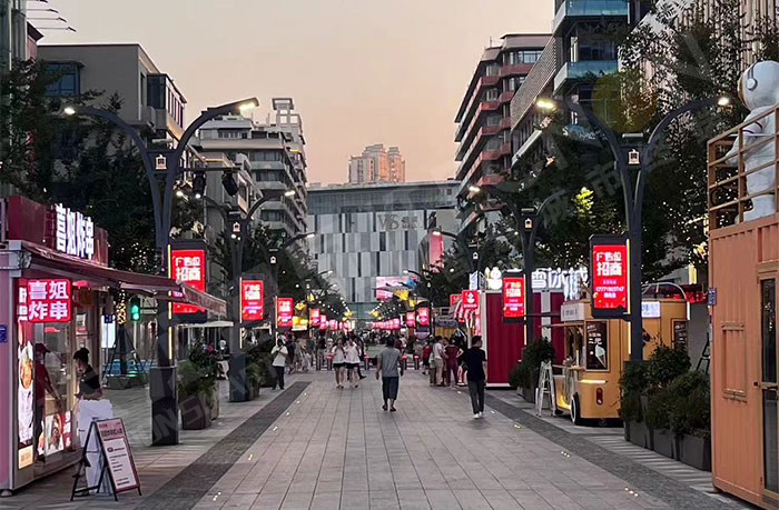 黄冈步行街的压铸材质灯杆屏