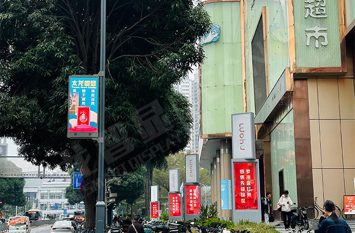 免打孔灯杆屏安装
